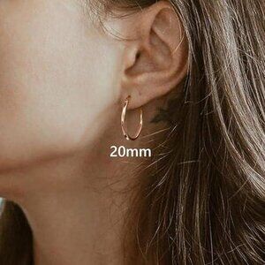 18K Rose Gold Plated Hoop Earrings - 925 Sterling